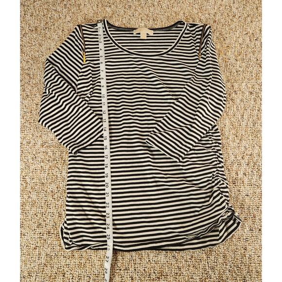 🖤 MICHAEL Michael Kors Stripe Ruched Top w/ Zipper Shoulders – Size XL - Picture 4 of 6